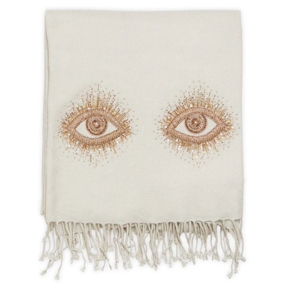 JONATHAN ADLER BEADED MUSE EYES EMBELLISHED THROW BLANKET